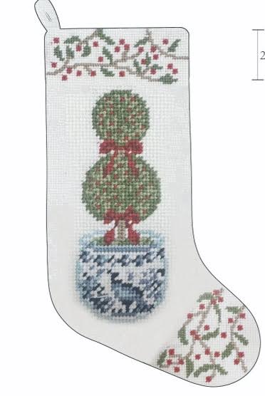 The Holiday Topiary Needlepoint Stocking (2 Sizes)