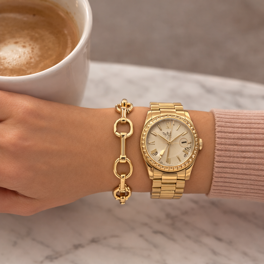 Equestrian Horsebit Gold Plated Bracelet