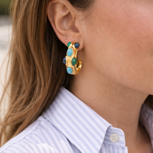 Cabochon Oval Stone Earrings