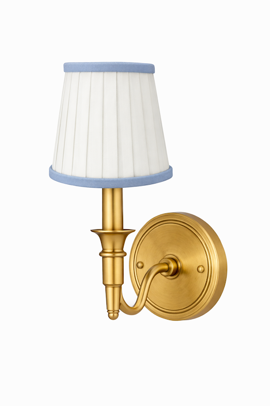 White & Soft Blue Trim Sconce Shade