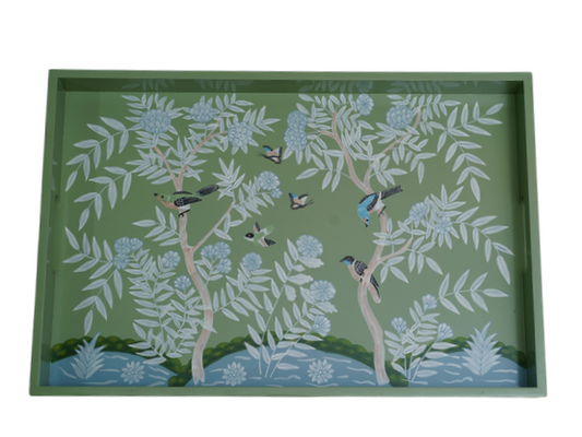 Green COLOR CHINOISERIE WOOD BREAKFAST TRAY