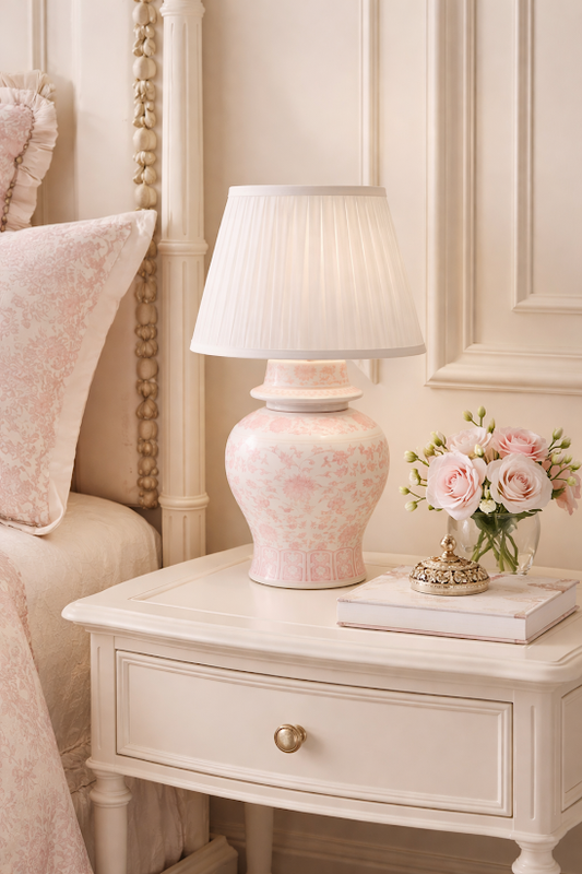 a lamp on a nightstand