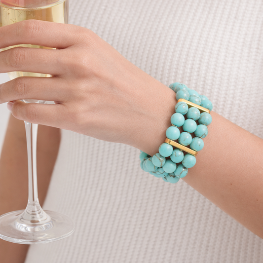Stretch Turquoise Triple-Layer Bracelet