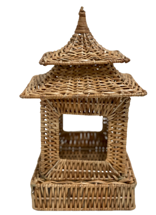 a wicker object on a white background