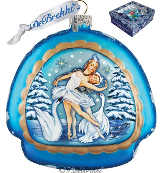 Swan lake rainbow, Scenic Glass Ornament by G. DeBrekht 756-004