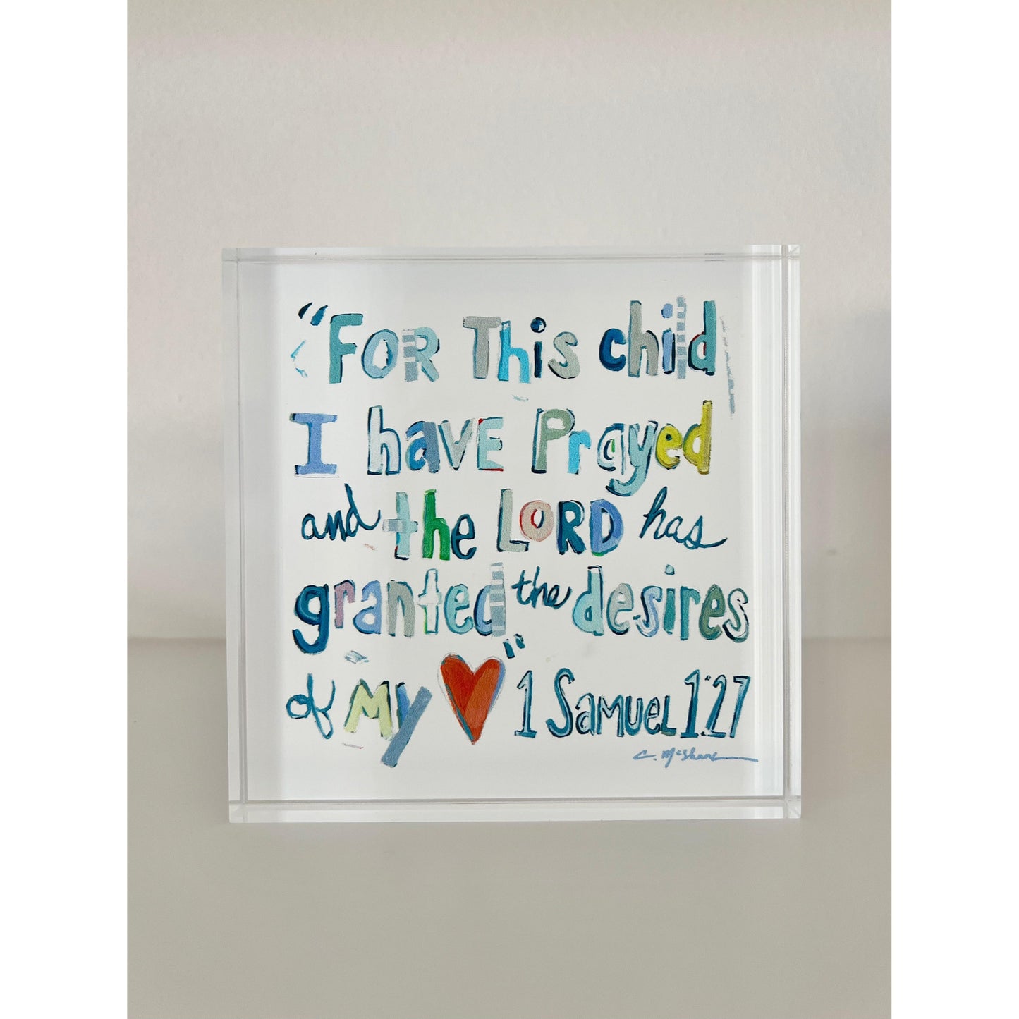 1 Samuel 1:27 Bible Verse Acrylic Tabletop Art