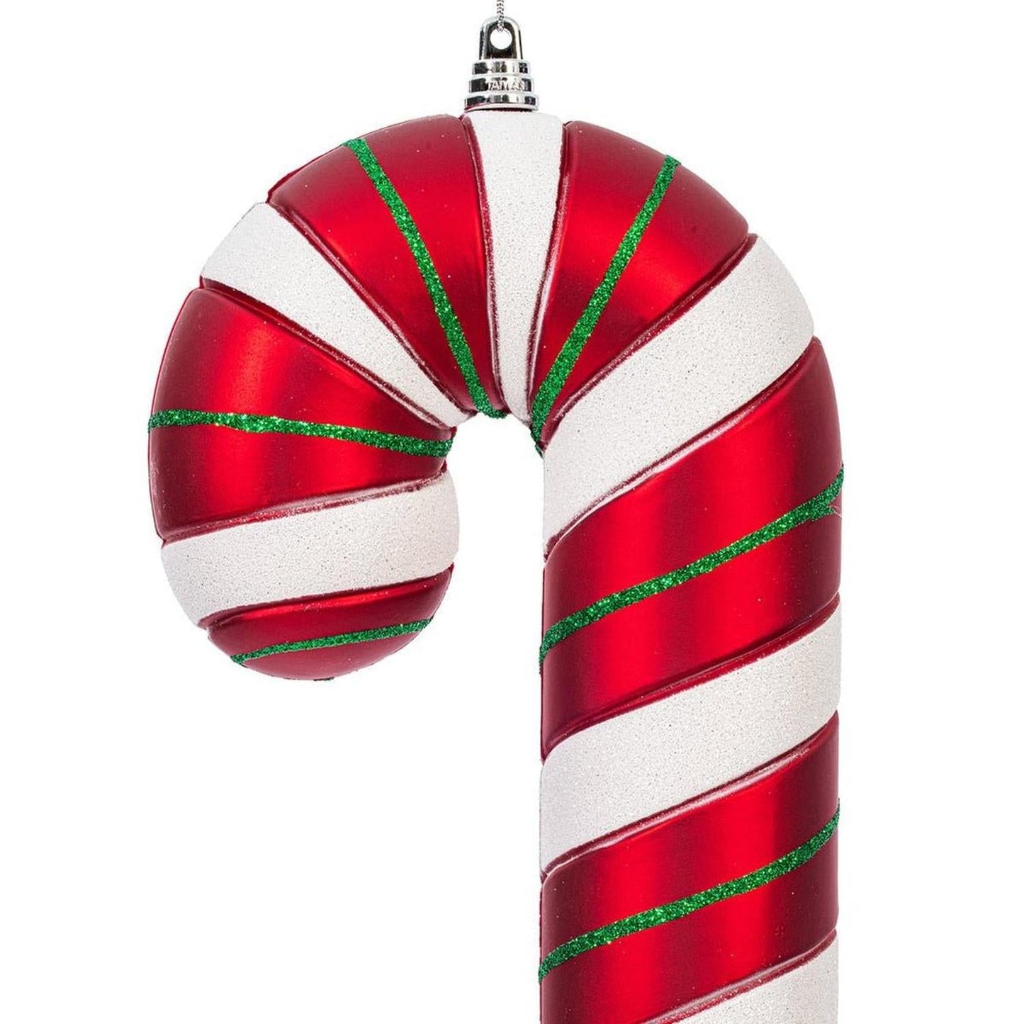 10" Red White Green Candy Cane Ornament