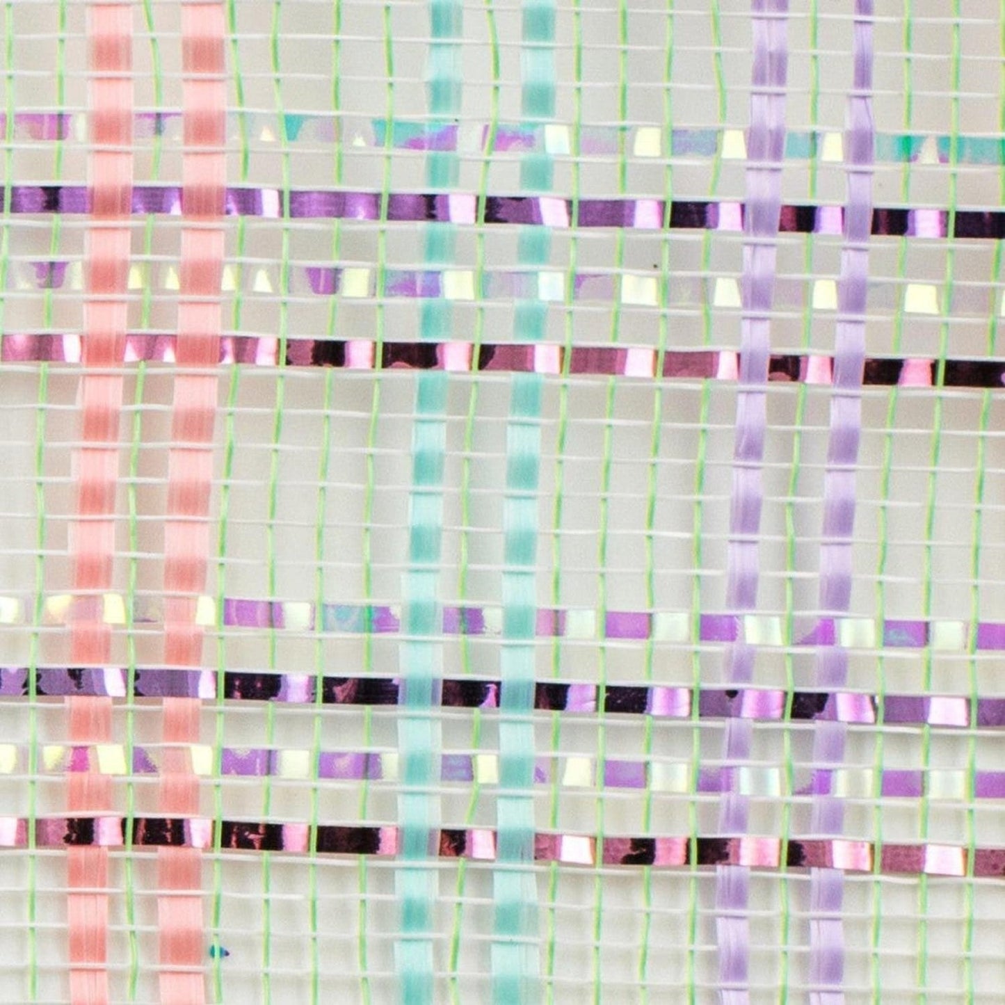 10" Vertical Foil Plaid Mesh Ribbon: Lime/Pink/Blue/Lavender