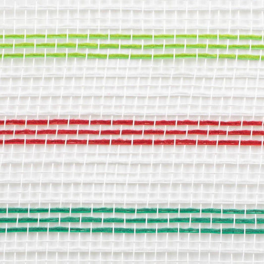 10" Faux Jute Stripe Mesh Ribbon: White, Red, Green (10 Yards)