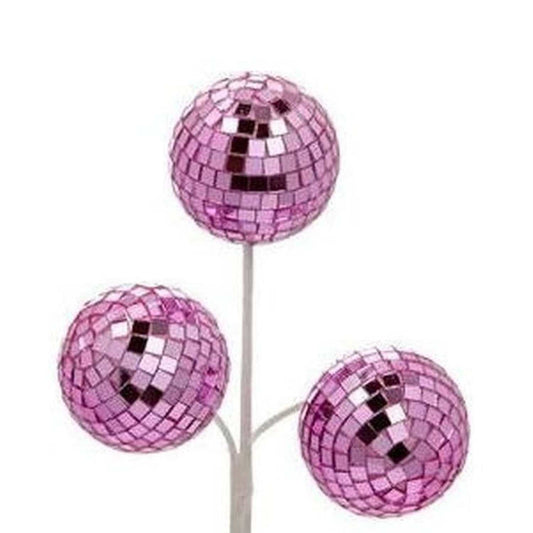 10" Pink Disco Ball Holiday Spray