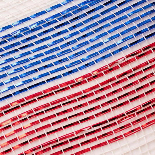 10" Poly Deco Mesh Ribbon: Deluxe Stripe Patriotic