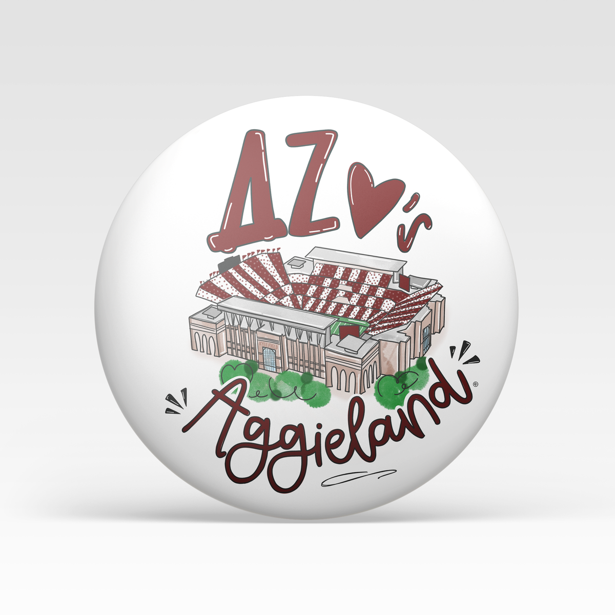 a white ball with a drawing of a building
