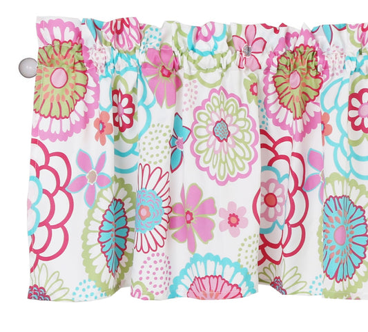 Mariah Pink Floral Bright Multi-Color Flower Window Valance