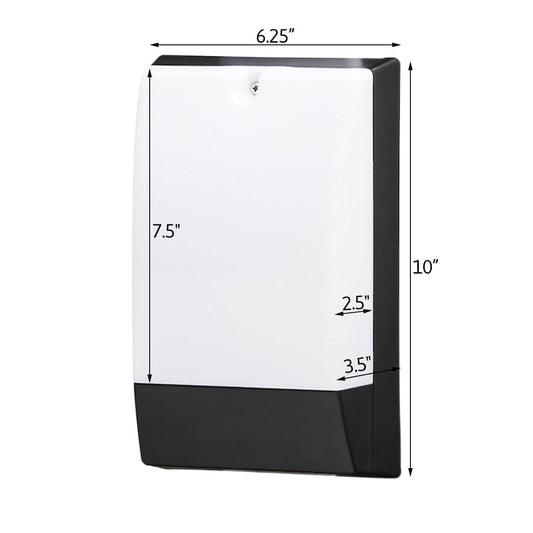 10"H Outdoor LED Wallpack Dusk to Dawn Wall Light, Low Profile Black Finish, White Shade