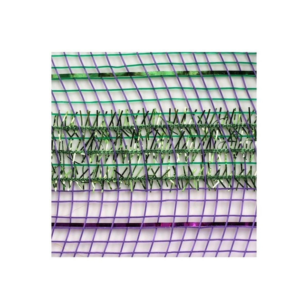 10.25" Poly Deco Tinsel Mesh Ribbon: Mardi Gras Stripe (10 Yards)