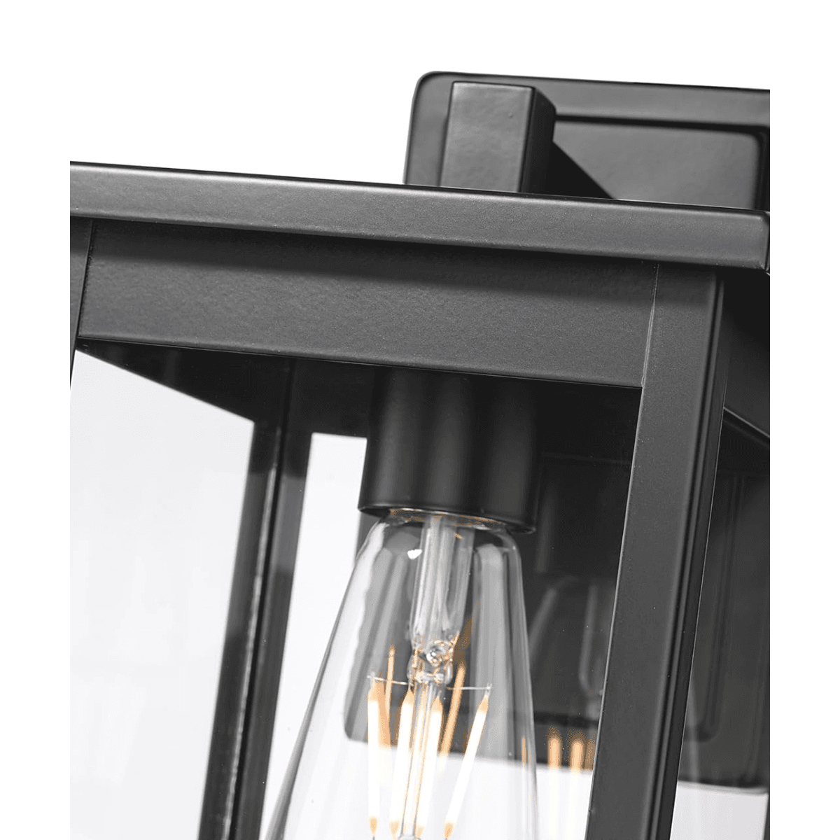 11"H Bowton II Outdoor Wall Light - Dusk to Dawn Matte Black Finish with Glass Shade by Millennium Lighting