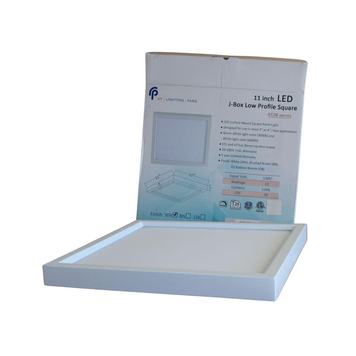 11"W 1-Light Square LED Flush Mount Light Fixture White Acrylic Finish