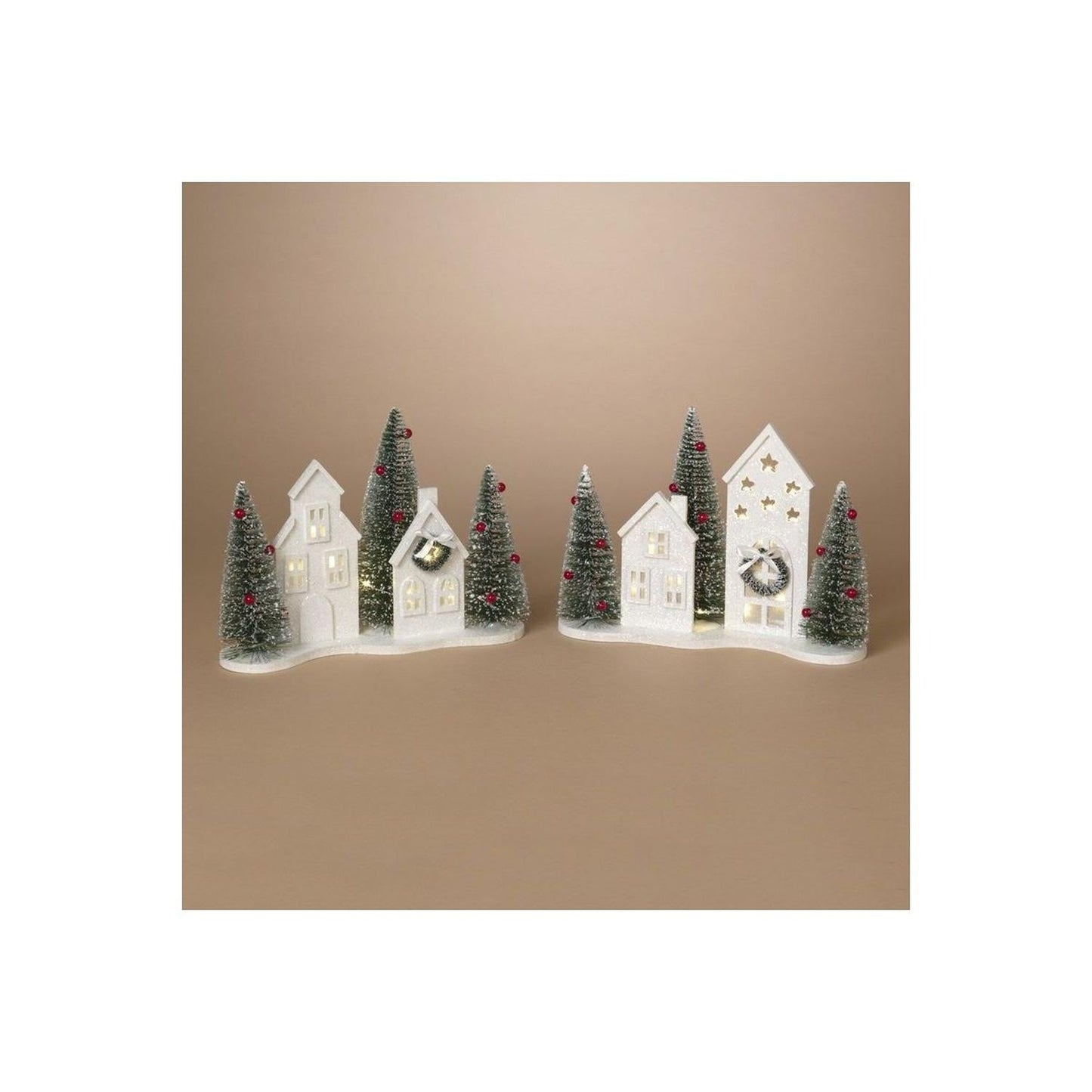 13" White Lighted Holiday House