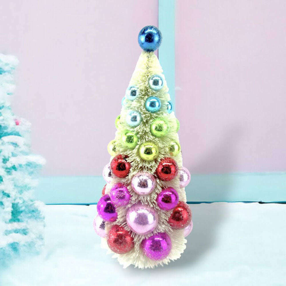 13" Rainbow Bottlebrush Ball Tree by December Diamonds