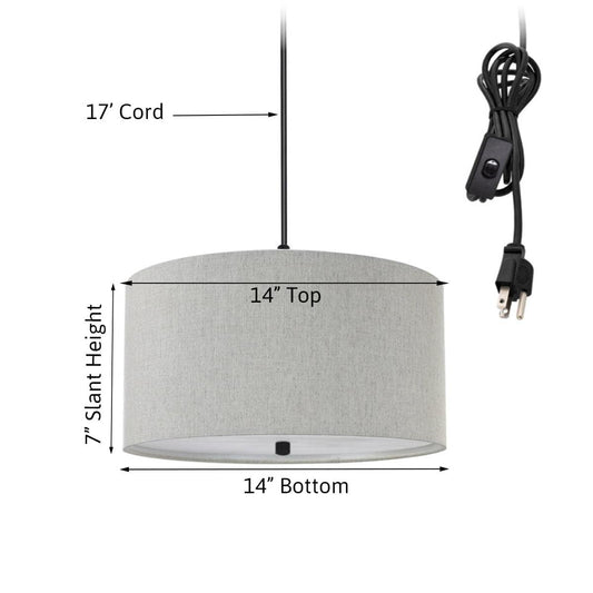 14"W 2 Light Swag Plug-In Pendant Textured Oatmeal with Diffuser Black Cord