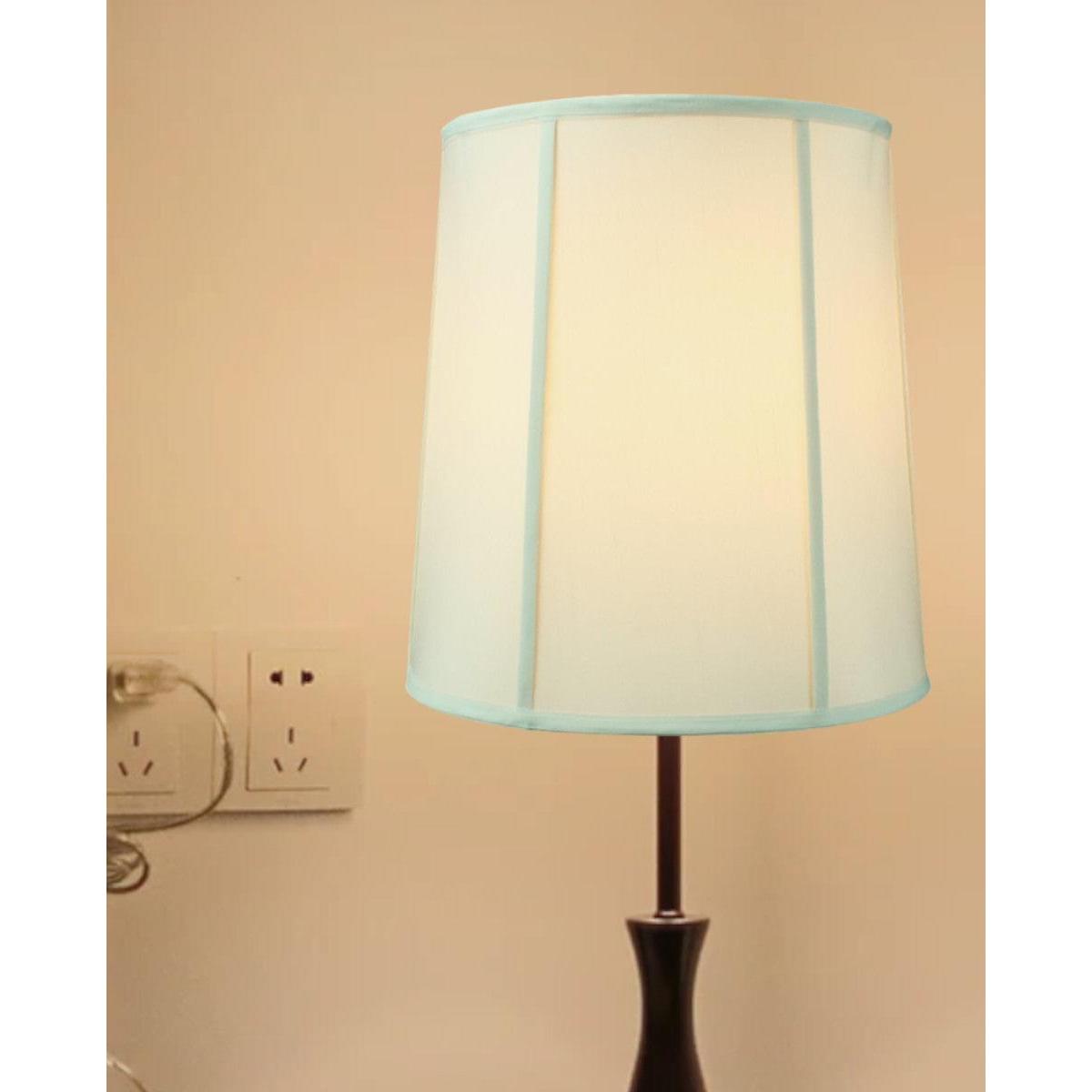 14"W x 15"H Drum Lampshade with Piping Eggshell