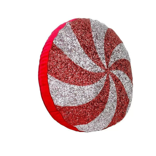 15" Peppermint Shaped Pillow: Red