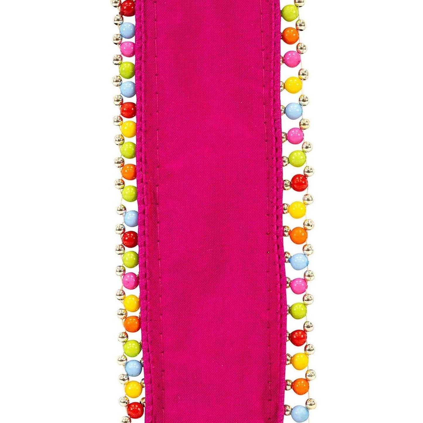1.5" Beaded Candy Edge Ribbon: Fuchsia (5 Yards)