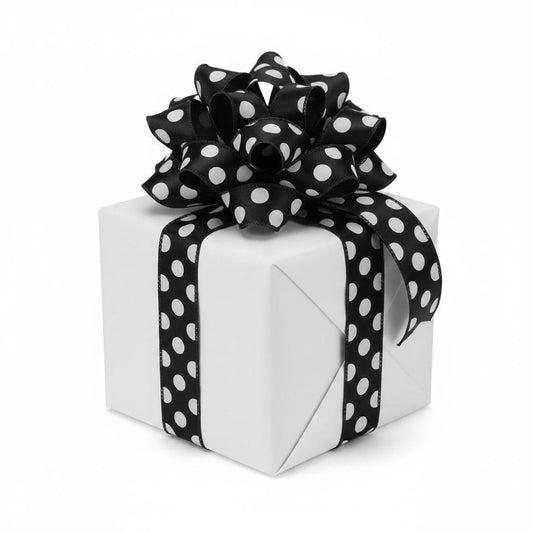 1.5" Big Polka Dot Ribbon: Black & White (10 Yards)
