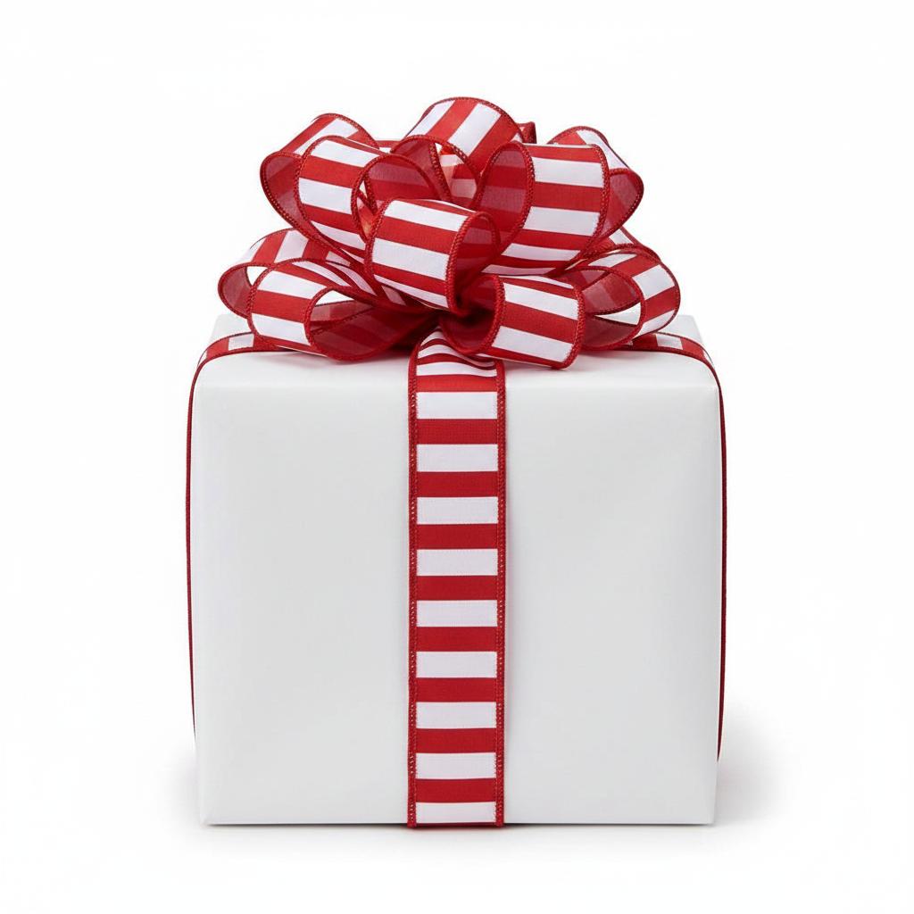 1.5" Medium Stripe Ribbon: Crimson Red & White (10 Yards)