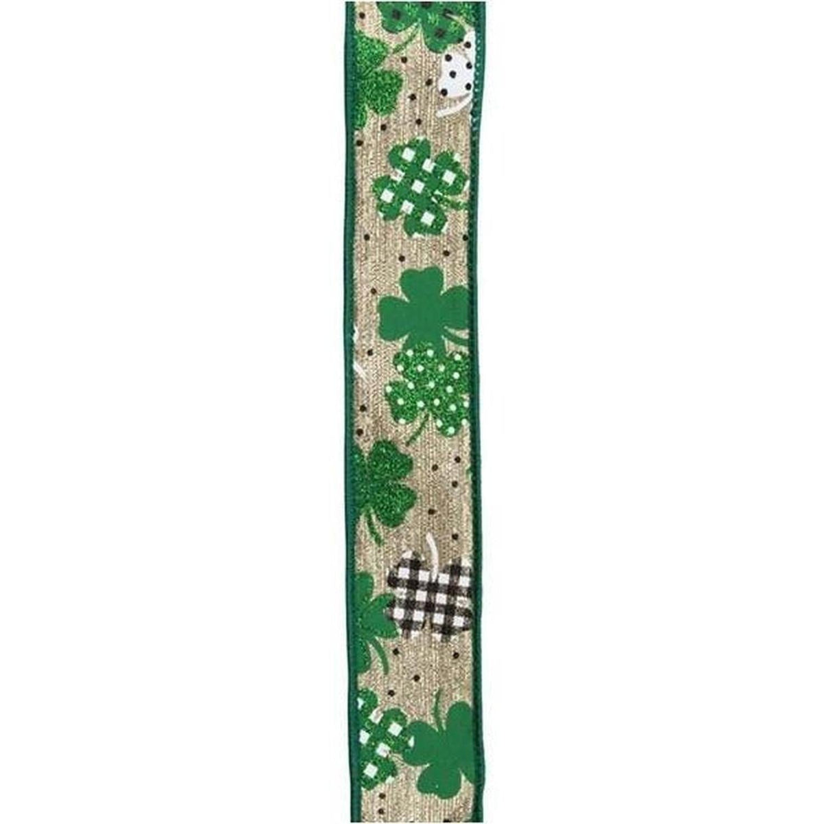 1.5" Pattern Shamrock Ribbon: Gold (10 Yards)