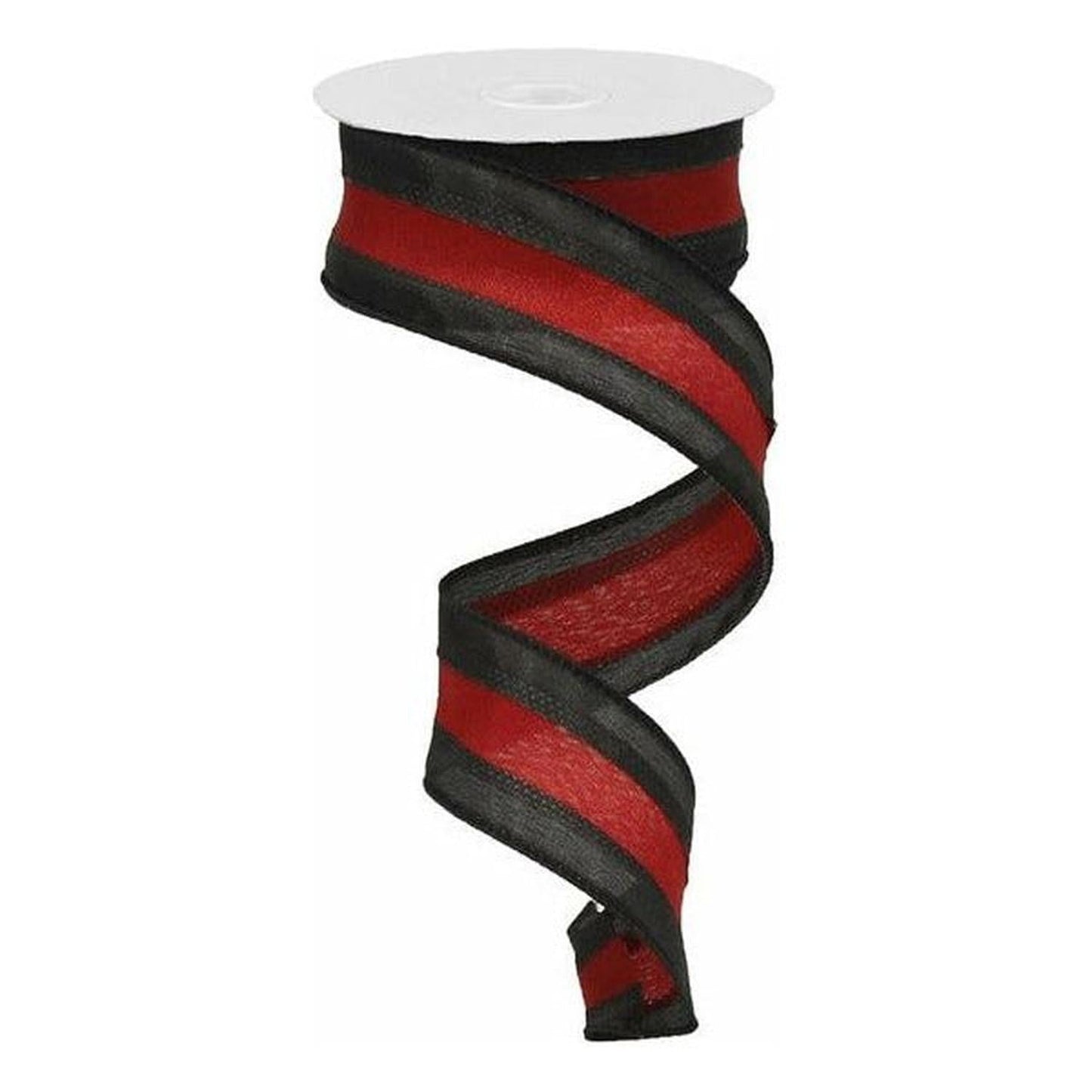 1.5" Satin Team Stripe Ribbon: Black & Garnet (10 Yards)