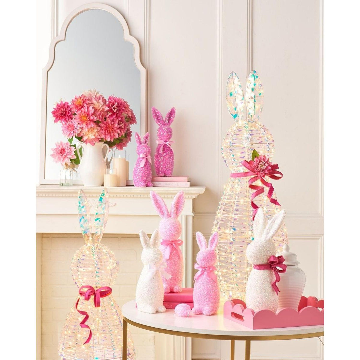 16" Pale Flocked Bunny