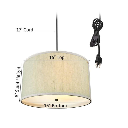 16"W 2 Light Swag Plug-In Pendant Textured Oatmeal with Diffuser Black Cord