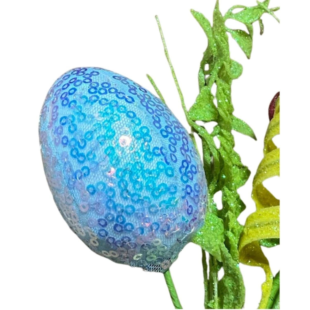 18" Iridescent Egg, Fern, Leaf, Coil, Grass Pick