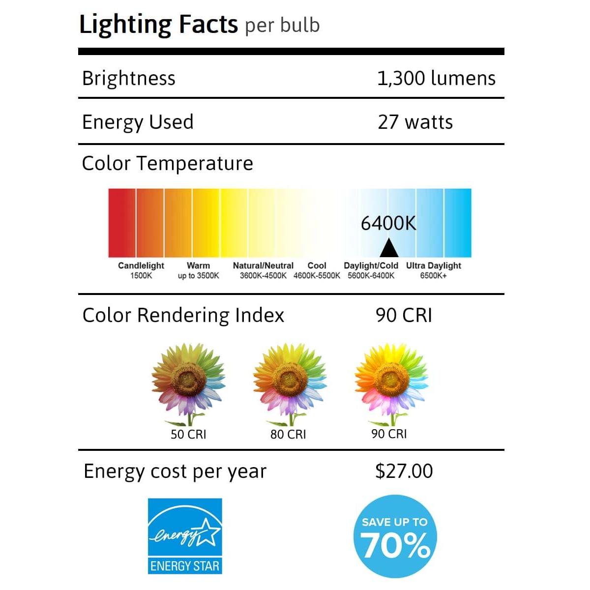 18 Watt Full Spectrum CFL Replacement Bulb (SET OF 6) Standard base by VisionMax