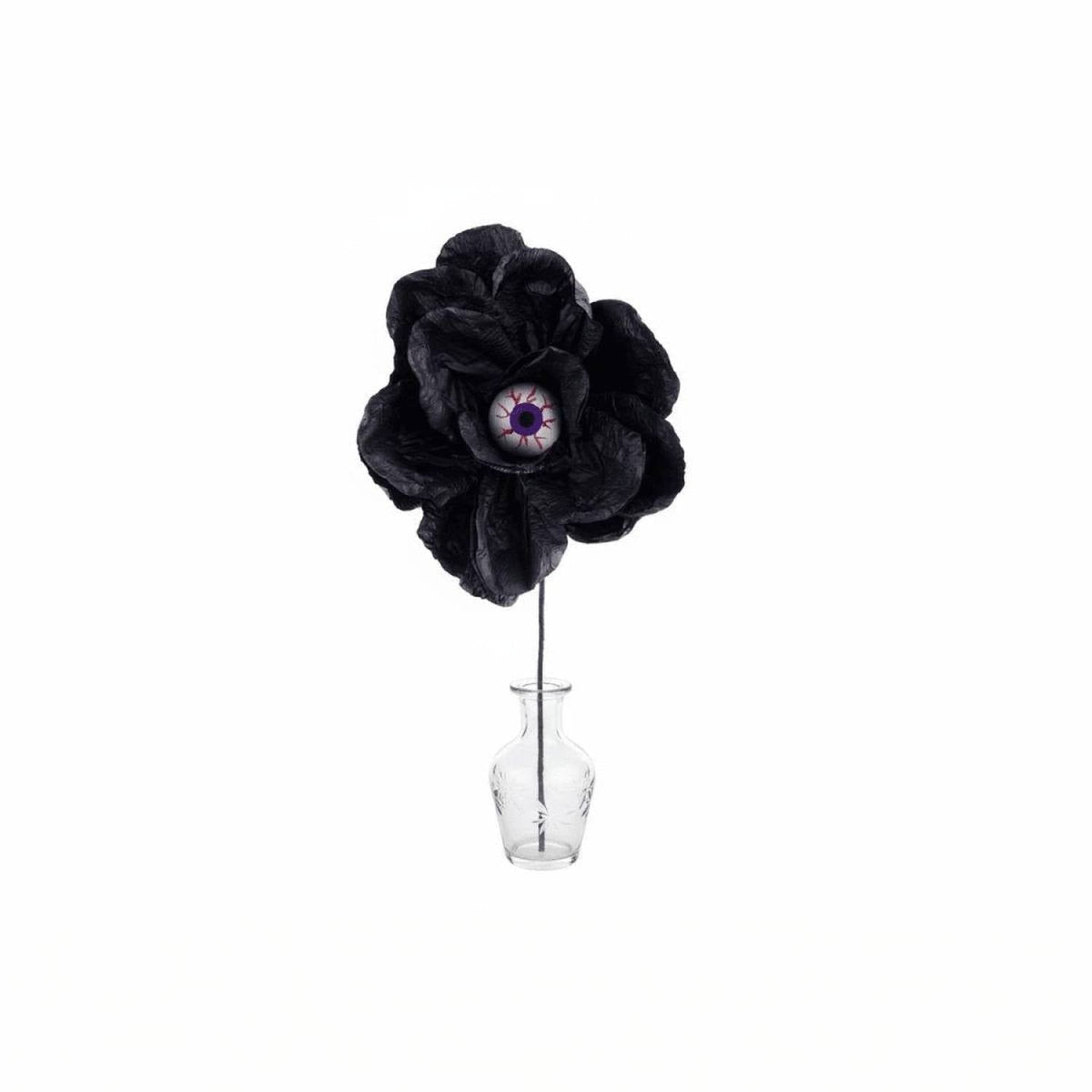 19" Paper Rose Eyeball Stem: Black