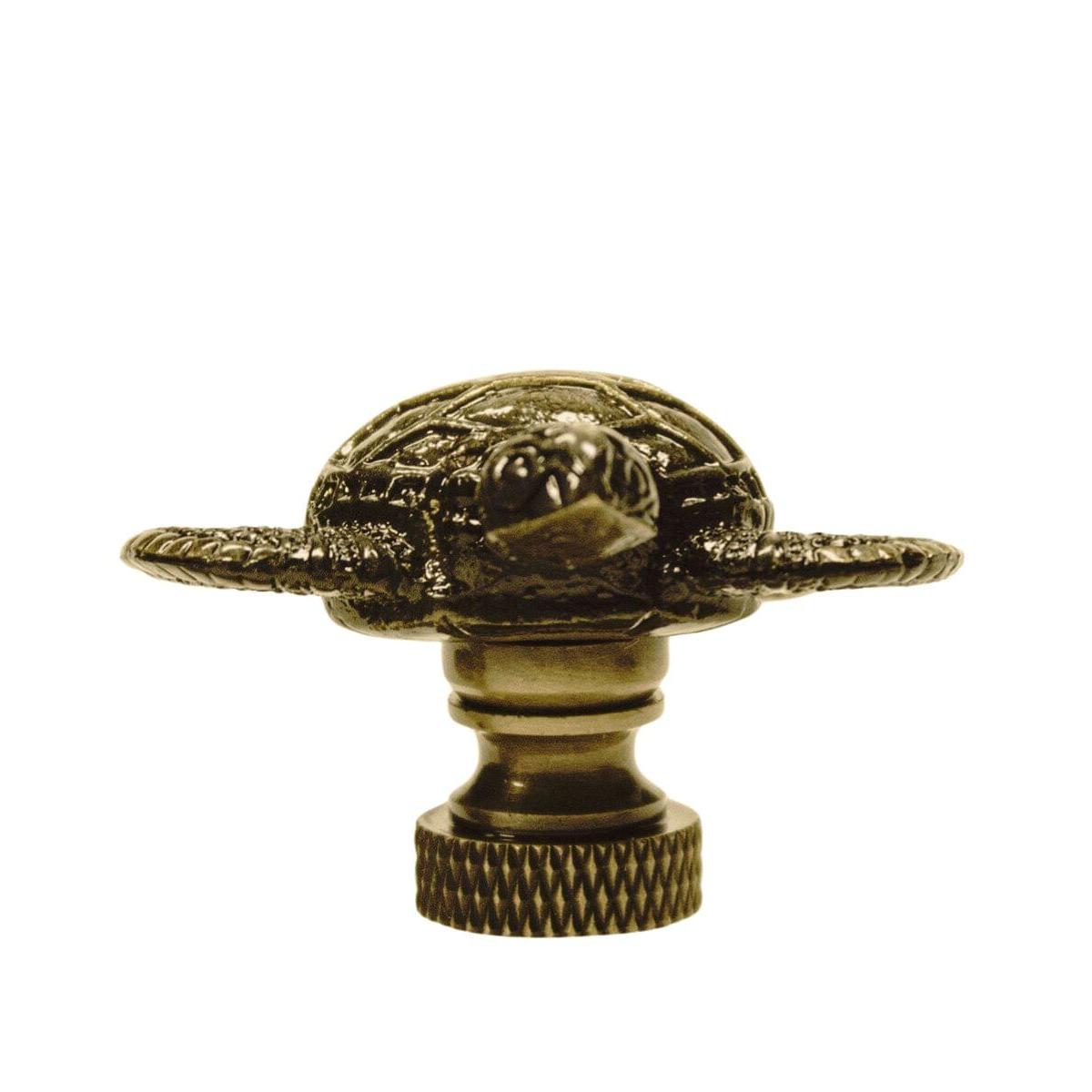 1.4"H Antique Metal Sea Turtle Antique Brass Base Lamp Finial