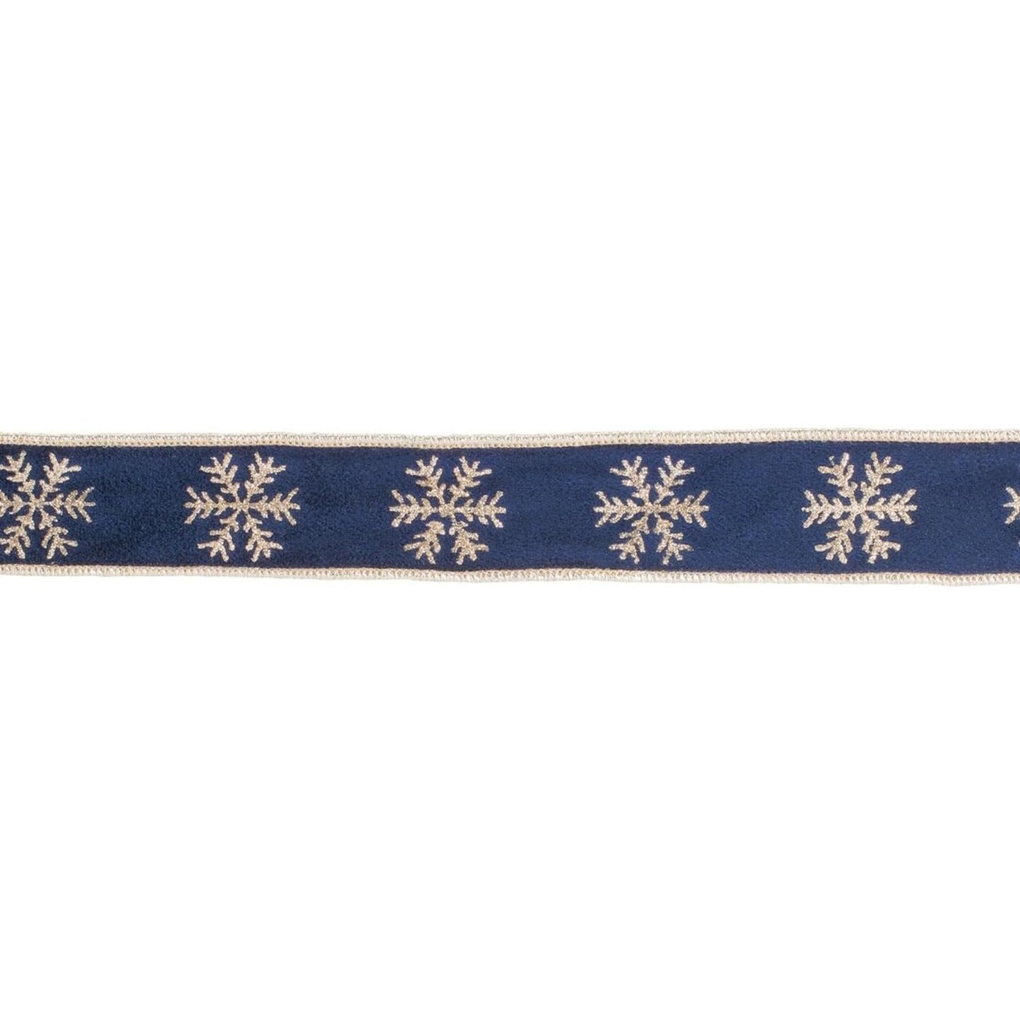 1.5" Gold Snowflake Ribbon: Blue (5 Yards)