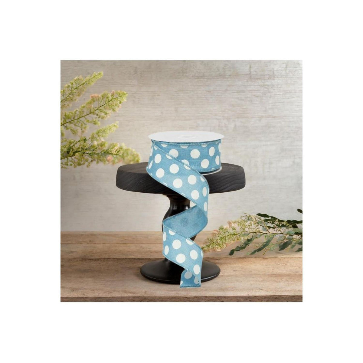 1.5" Medium Polka Dots Canvas Ribbon: Turquoise (10 Yards)