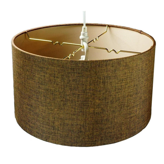 2 Light Swag Plug-In Pendant 18"w Chocolate Burlap with Diffuser, White Cord