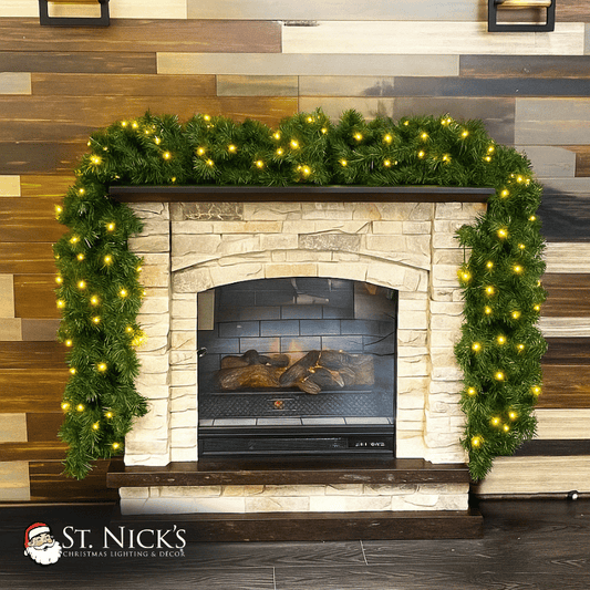 Green Garland with Warm White Lights | 99'X 8"