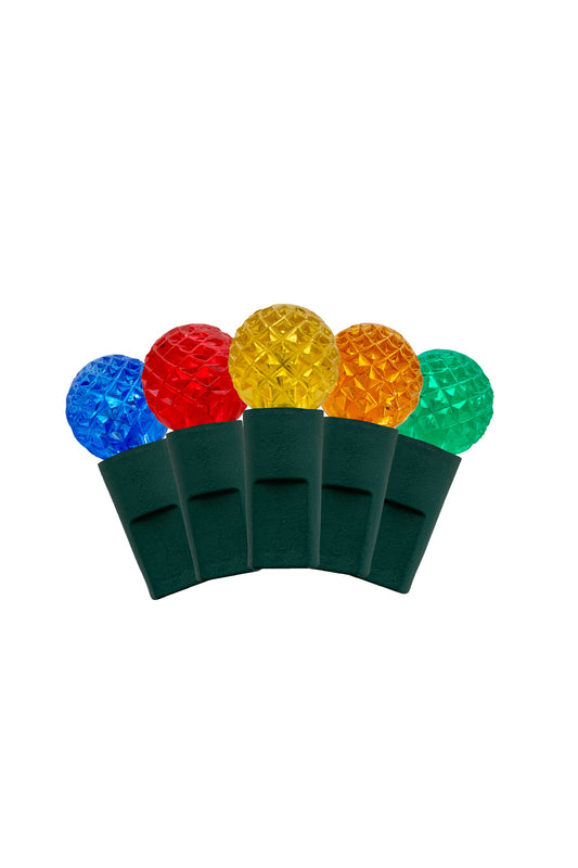70 LED Indoor/Outdoor G12 Round Bulb Green Cable Christmas String Lights - Multicolor