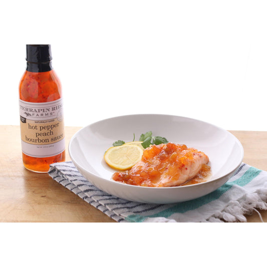 Hot Pepper Peach Bourbon Sauce