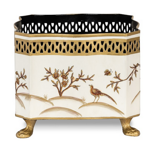 Ivory & Gold Square Footed Planter