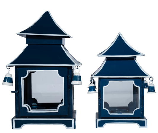 a pair of blue lanterns