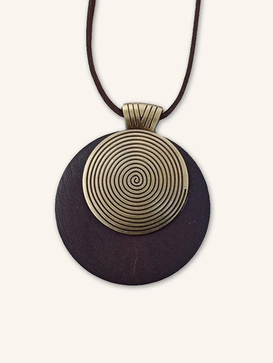 Vintage Wooden Rings Long Necklace