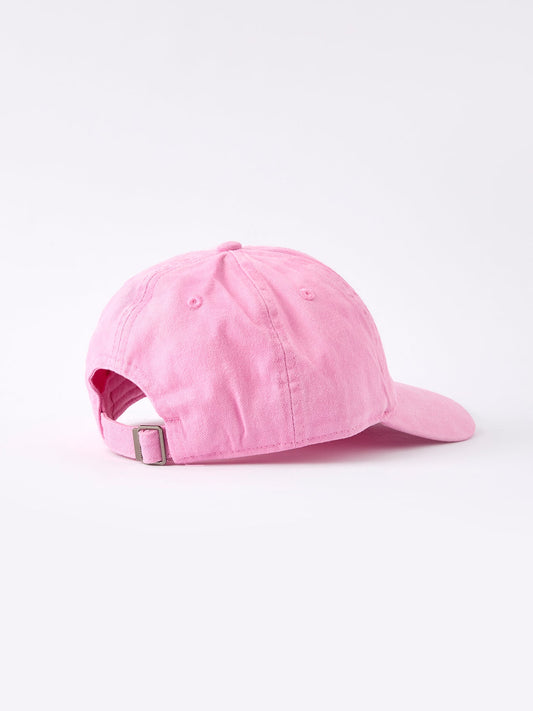 a pink baseball cap on a white background