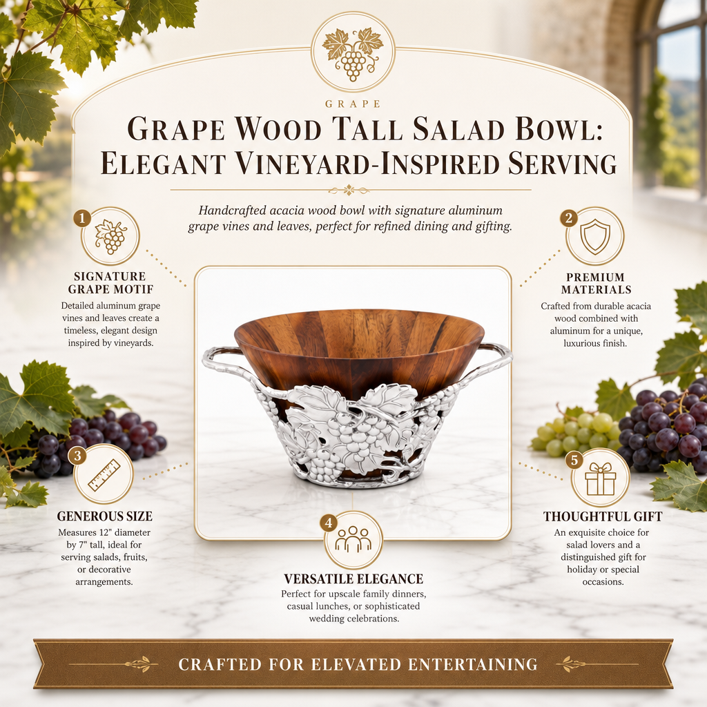 Grape Wood Tall Salad Bowl