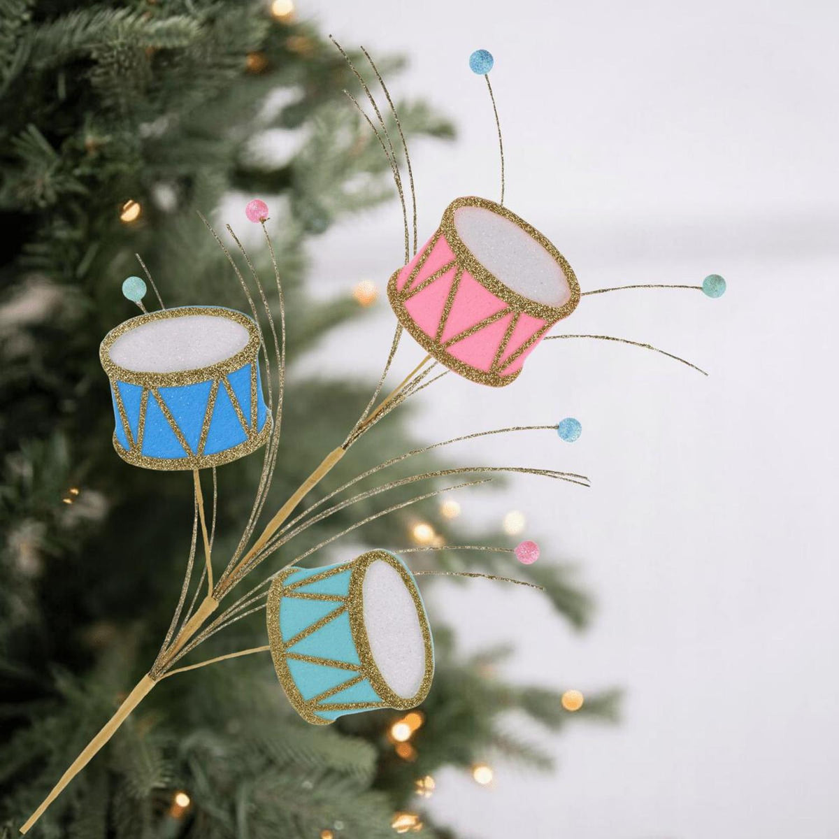 23" Felt Glitter Nutcracker Drum Spray: Pastel