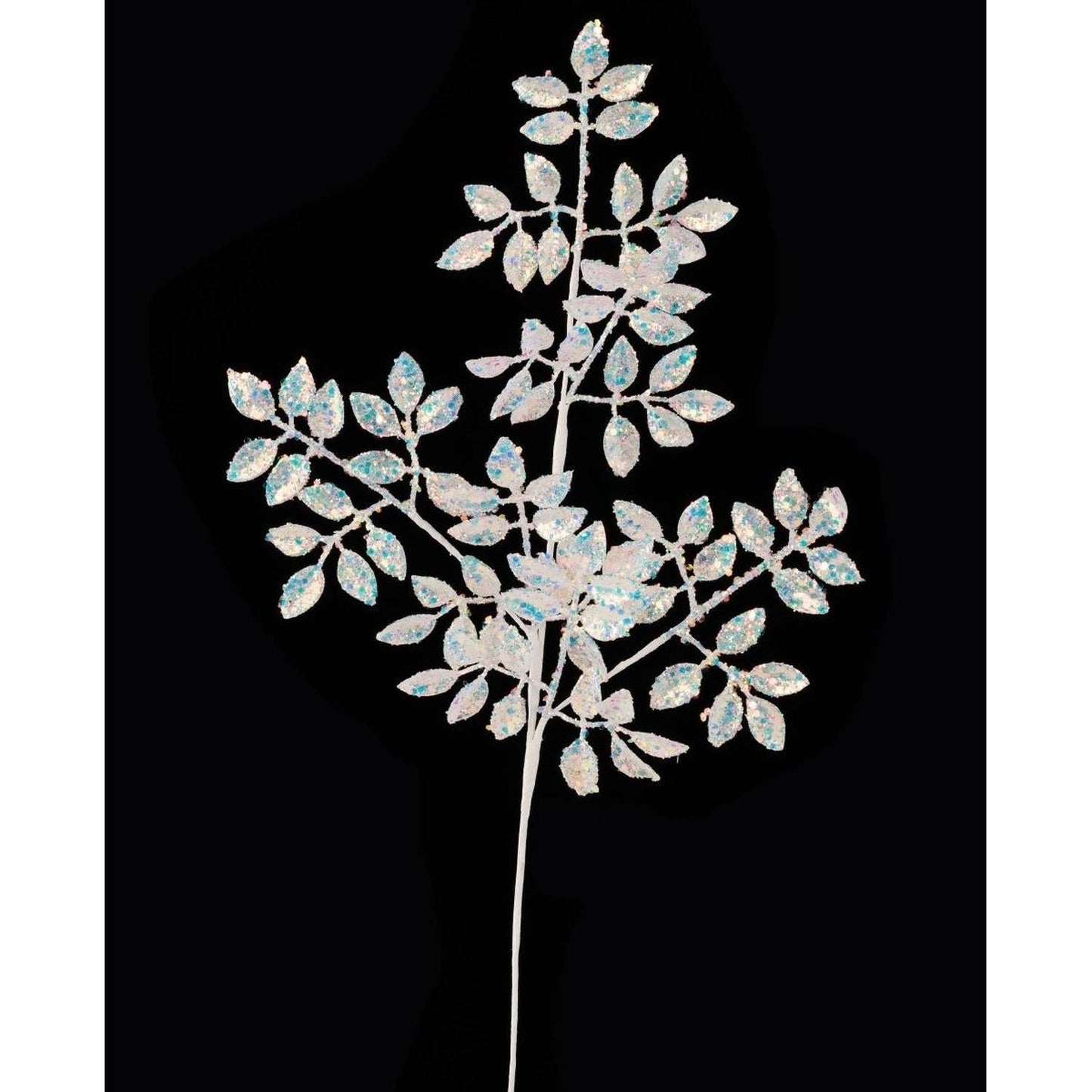 23" Glitter Metallic Mini Leaf Spray: Iridescent